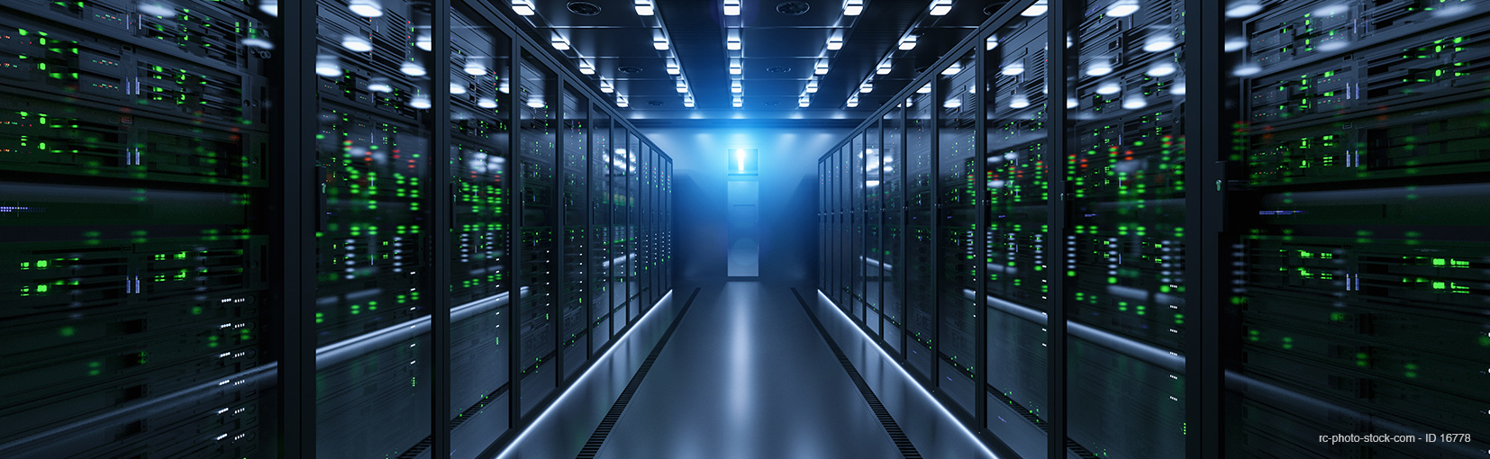 Server units in cloud service data center showing flickering lights from © rcfotostock