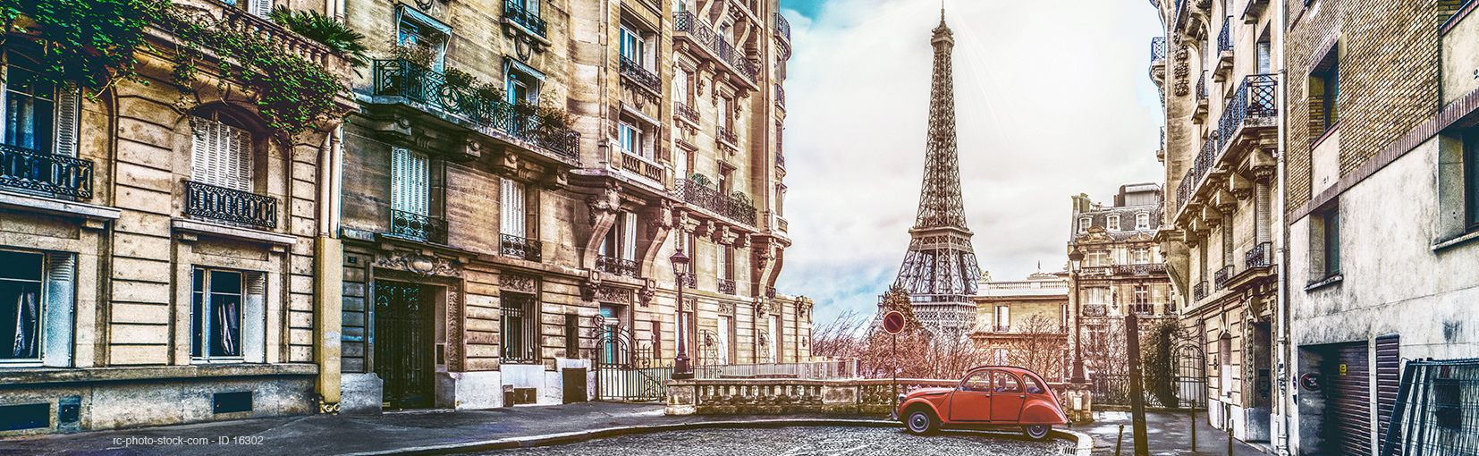 Editorial - The eifel tower in Paris from a tiny street from © rcfotostock