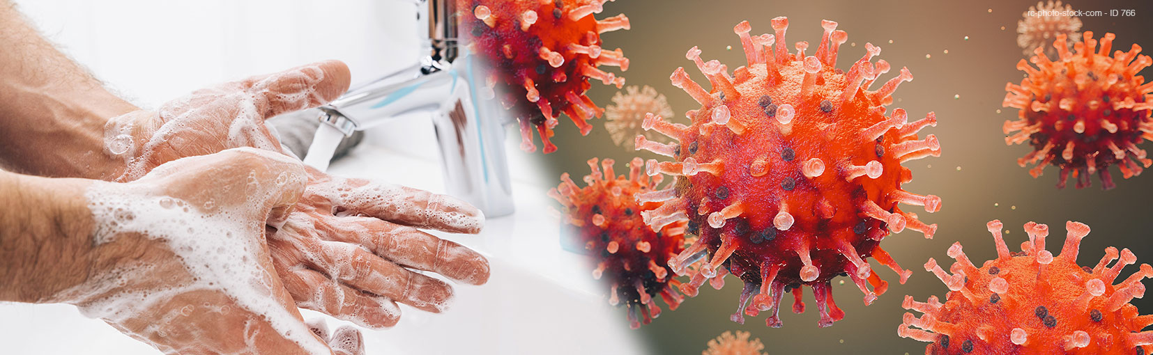Washing hands man rinsing soap with running water at sink, Coronavirus 2019-ncov prevention hand hygiene. Corona Virus pandemic protection by cleaning hands frequently from © rcfotostock